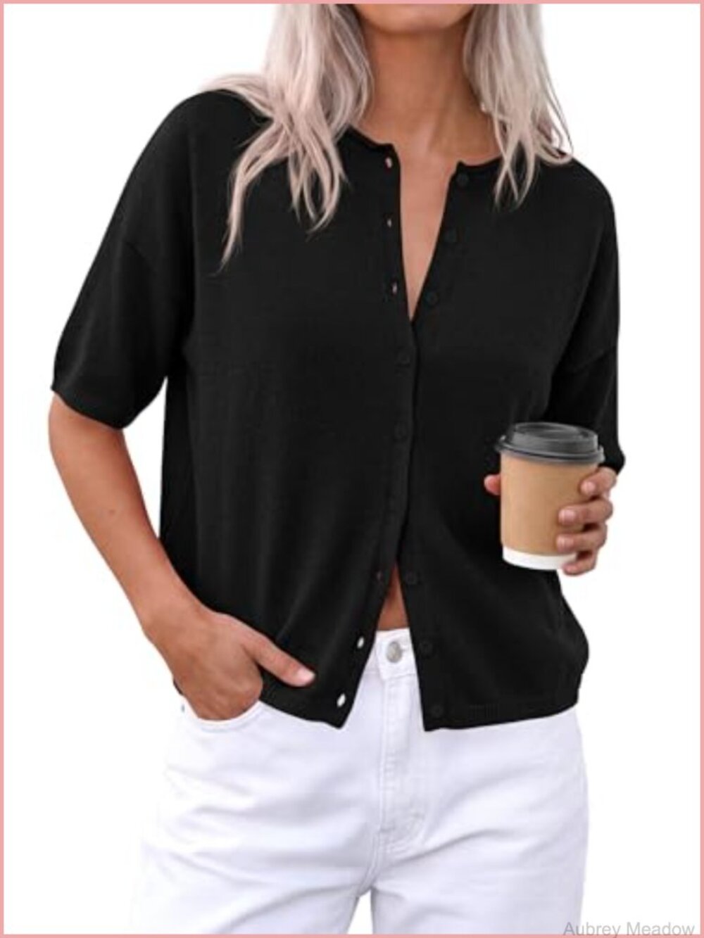 Short Sleeve Cardigan Sweater for Women Lightweight Knit Button Down